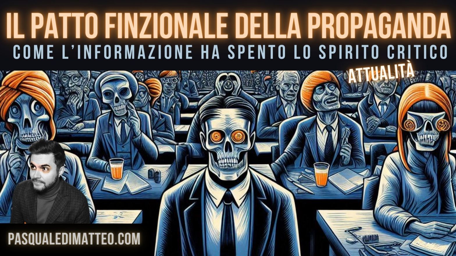 Immagine di copertina dell'articolo di Pasquale Di Matteo dal titolo "IL PATTO FINZIONALE DELLA PROPAGANDA COME L’INFORMAZIONE HA SPENTO LO SPIRITO CRITICO"