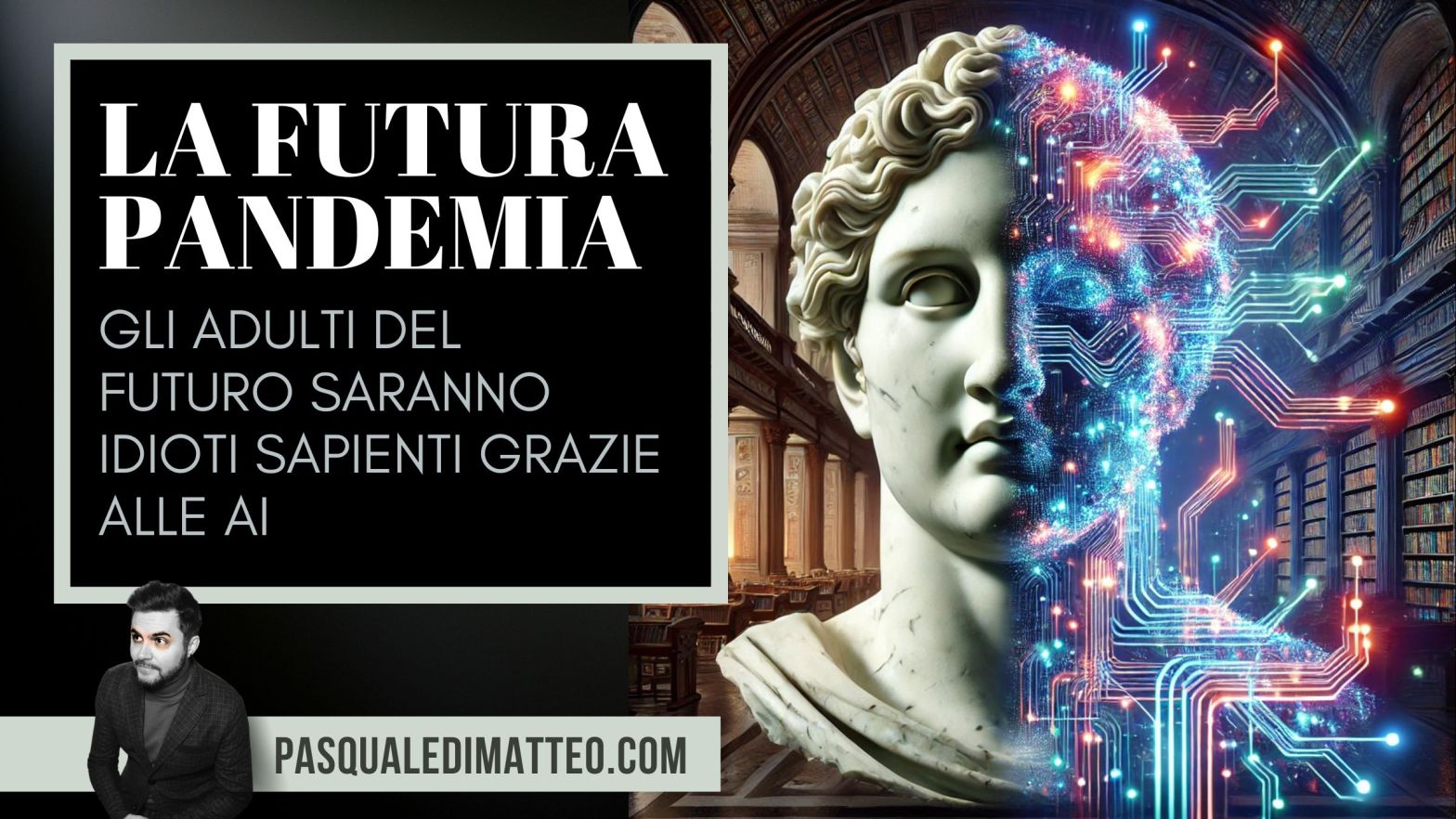 Copertina dell'articolo di Pasquale Di Matteo sul rischio che le AI trasformino i giovani in adulti idioti sapienti.